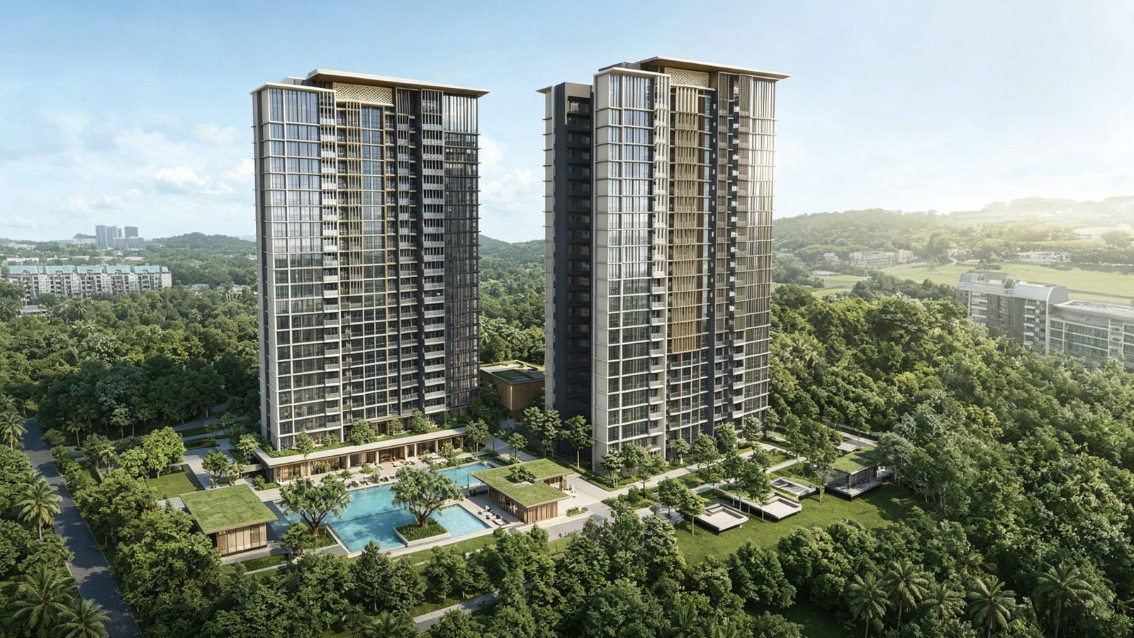 Solano Grand aerial render twin towers at Senja Close